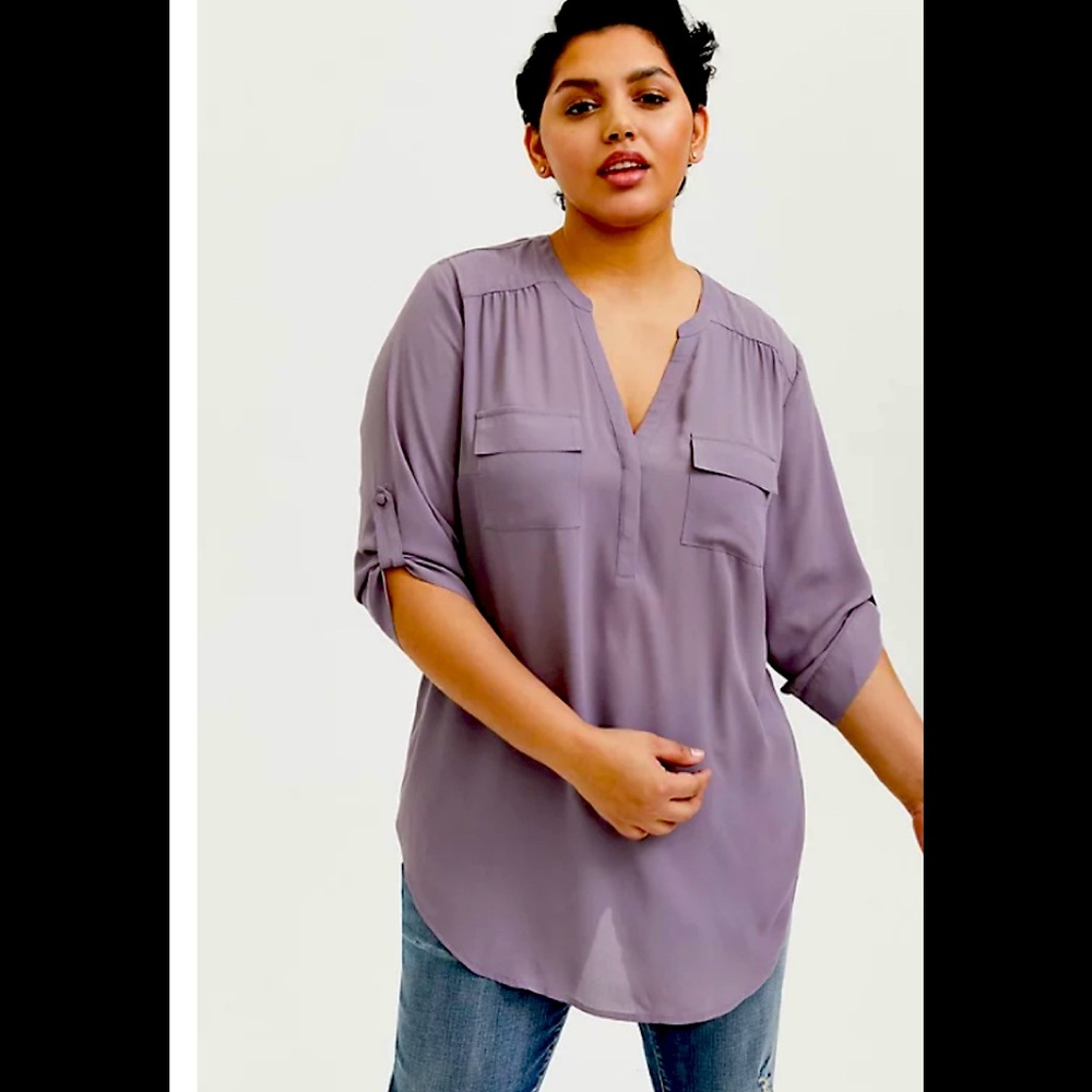 TORRID HARPER-  GEORGETTE PULLOVER TUNIC BLOUSE